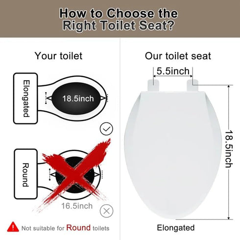 2-Pack Rust-Proof(18.5",Modern) Angol Shiold Elongated Toilet Seat Soft Close & Quick Release, White Plastic Toilet