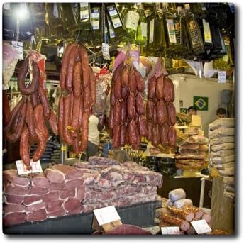 3dRose SA04 DFR0203 12 Inch Cured Meats, Mercado Municipal, Sao Paulo Brazil - - David R. Frazier Ceramic Tile