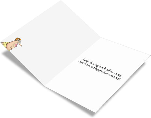 NobleWorks Funny Anniversary Card with Envelope, Cartoon Marriage Humor for Spouse - Nagging Wife C6367ANG
