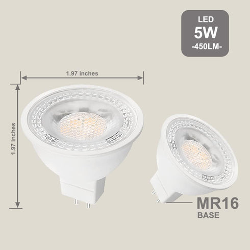 FTL 12-Pack MR16 LED Bulb 5000K Daylight White GU5.3 12V 50W Halogen Equivalent 5W Non-Dimmable Spotlight 40 Degree Outdoor Landscape Light Bulbs for Track Lighting by FTL