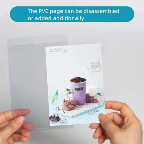 Rikyo 6 Pages-12 (Horizontal-6x8") Acrylic Sign Holder,Table Card Multi-Page Flip Display Sides,T Shape Double-Sided