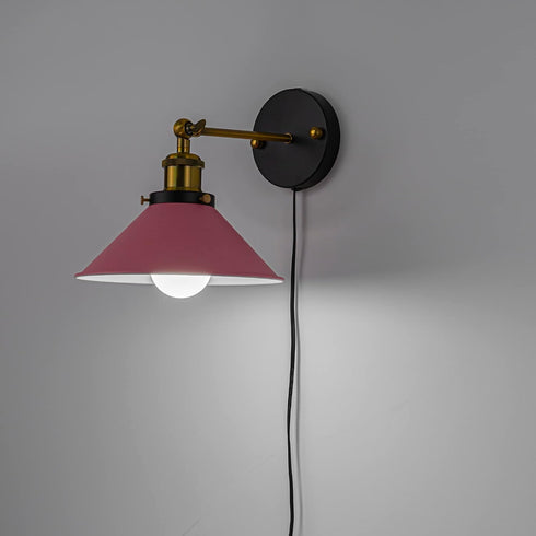 5.9ft A19 Bulb 1 Pack Remote Control Lamp Macaron Pink Metal Wall Sconce Adjustable Angle Wall Lamp Lighting Fixture