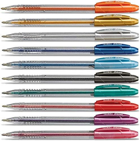 linc Shine Glitter Gel Pen, 10 CT Assorted, 1.0mm Medium Tip, Broad for Thick Vibrant Lines, Stocking Stuffer