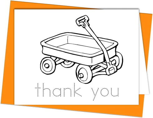 Thank You Cards: Set of 6 Thank You Notes for Kids to Color, 100% Recycled and Made in USA