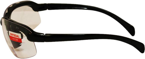 C-2 2 Z87.1+ 2.5 Global Vision Bifocal Safety Glasses Pair Black Frames Clear Lens