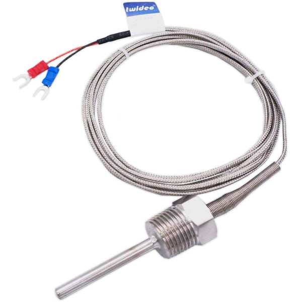 Twidec 2M NPT 1/2" (6X50MM) Pipe Thread Temperature Sensor Probe Two Wire Temperature Controller 0~600? 304 Stainless
