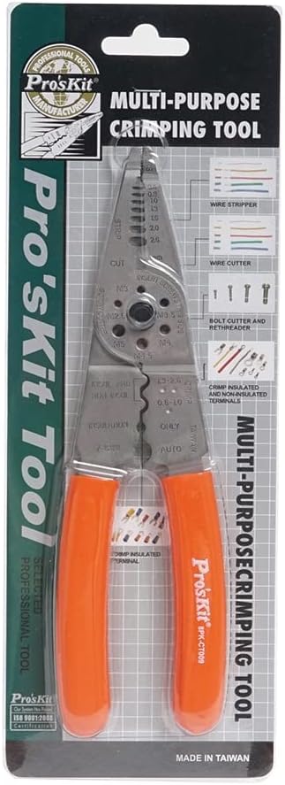 7in1 Proskit 8PK-CT009 Multi-Purpose Pliers, Crimping Tool, Metric Size Wire Cutter and Cable Stripper