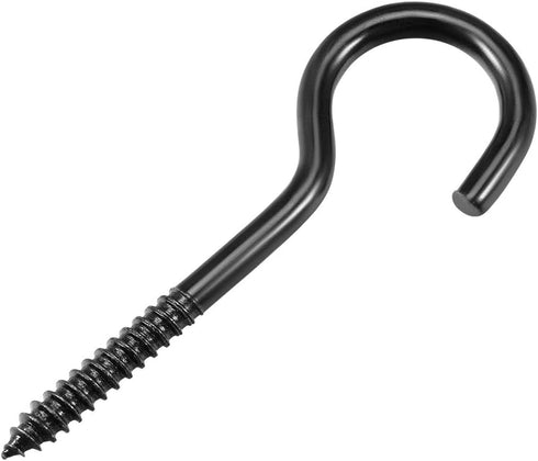 uxcell 2.6" Screw Eye Hooks, Self Tapping Screws, Screw-in Hanger Eye-Shape Hooks, Black 12pcs