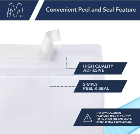 MOS A9 Invitation Envelopes, 5-3/4" x 8-3/4" White Self Seal (100 Count) – 120GSM/32LB Heavy Duty