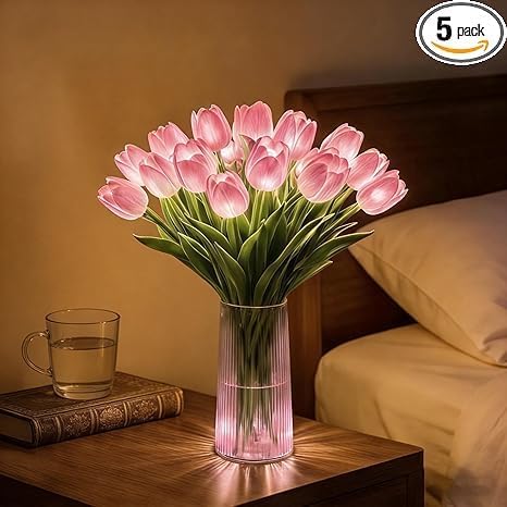15-Pack Radiant Romantic Tulip Light, Twinkling Tree Tulips Lamp, Never-Fade Artificial Tulips, Ambient Night Light