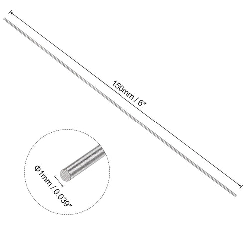 uxcell 10pcs Round Steel Metal Rods, 1mm x 150mm High Speed Steel (HSS) Lathe Bar Stock Tool for DIY Craft, Boring