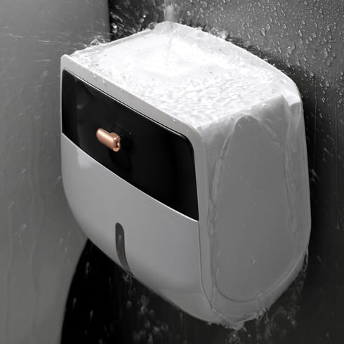 homfanseec Toilet Paper Holder Wall Mount, Self Adhesive Paper Towels Holder with Drawer and Shelf Watertight Tissue