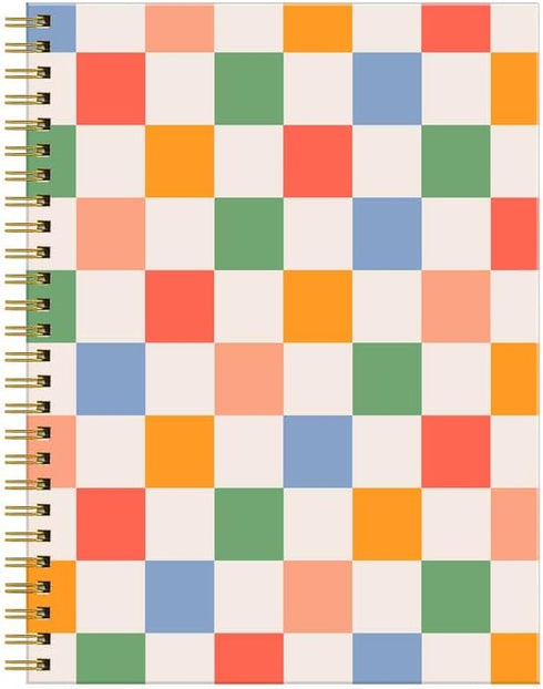 Spiral Journal Notebook for Women, A5 College Ruled, 6"x 8.4", 120 Pages, Lined Journal, Retro Colorful Checkered