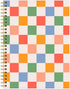Spiral Journal Notebook for Women, A5 College Ruled, 6"x 8.4", 120 Pages, Lined Journal, Retro Colorful Checkered