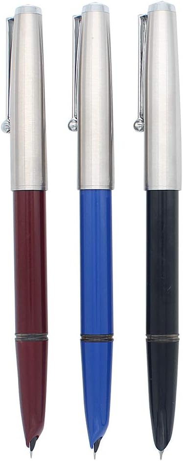 Jinhao 51A Fountain Pen Set, Set of 3 Stainless Steel with EF Nib, School Office Supplies, Diversity Colors (Blue, Red,