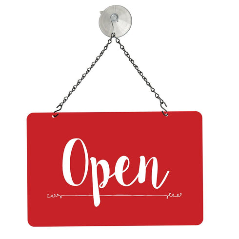 NAHANCO Open/Closed Metal Hanging Sign Kit, 12”W x 8”H, Red/White