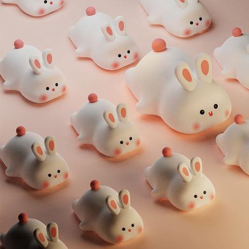Dimmable Bunny Lamp, Rabbit Night Light with Timer, Soft Silicone Big Face Bunny Easter Gifts, Rechargeable LED Nursery