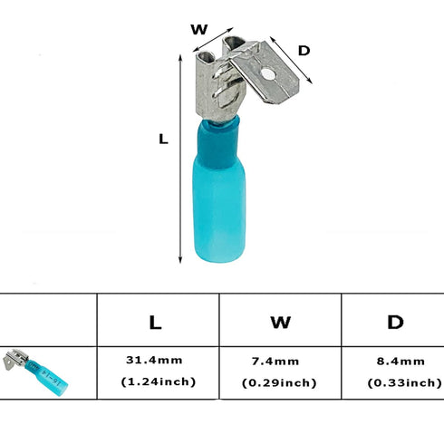 50PCS Heat Shrink Piggyback Spade Connectors, 16-14AWG Electrical Butt Terminals Insulated Quick Splice Crimp Terminal for Marine, Electronics, Automotive