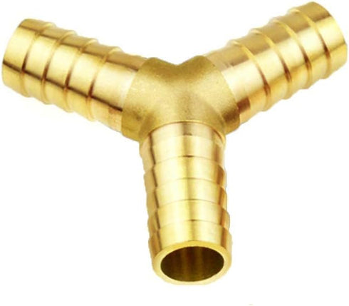 Joywayus 5Pcs 3/8" ID Hose Barb Shaped Y 3 Way Union Fitting, Brass Water/Fuel/Air Intersection/Split