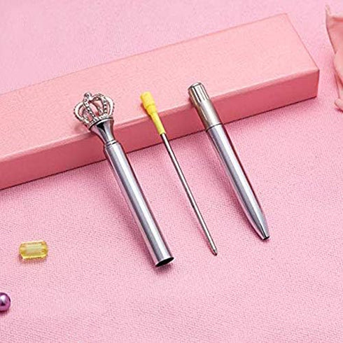 U Scinan 4 PCS Crown Top Ballpoint Pen, Classic Metal Black Ink Office Supplies Gift