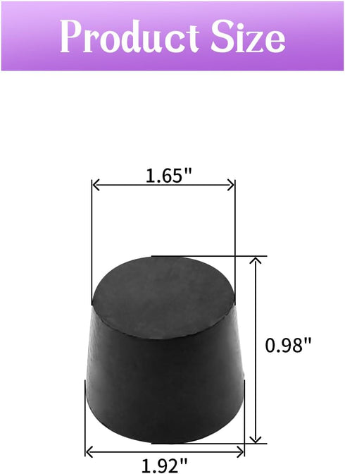 AnRui 6 Pack Solid Rubber Stoppers Tapered Lab Seal Plug 42mm to 50mm Test Tubes Bungs Stopper for Industrial, Laboratory, Home Use