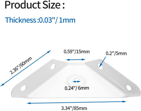 12 Pcs Corner Bracket Metal Corner Brace Corner Support Trapeziform Angle Code, Cabinet Countertop Brackets for Wood Chair, Box, Desk (White)