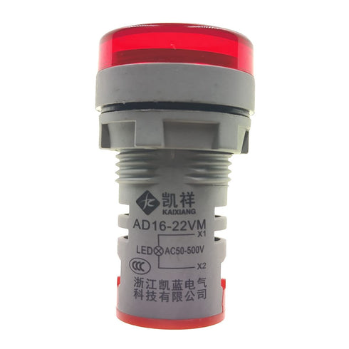 3pcs Digital Display AC Voltage Indicator, 22mm Round Head LED Voltage Tester AC50~500V Voltmeter Monitor (Red)