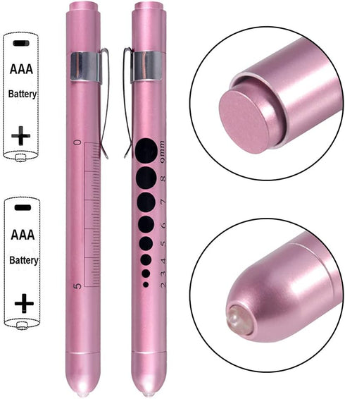 Aokin Medical Pen Light for Nurse Doctor, Reusable LED Flashlight with Pupil Gauge and Ruler, White Light