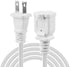 US AC Power Extension Cable Cord, SPT-2 16AWG/2C 125V 13A, 2-Prong Polarized Male to Female Extension Cord, 10 ft, White