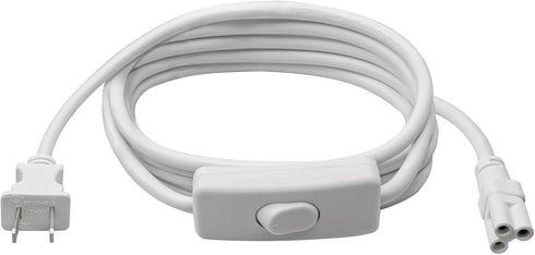 DiCUNO 6.6FT T5 T8 Tube Light Extension Cord with On/Off Switch, US Plug for LED Integrated Fixture, White, Pack of 1