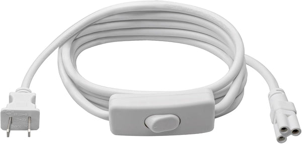 DiCUNO 6.6FT T5 T8 Tube Light Extension Cord with On/Off Switch, US Plug for LED Integrated Fixture, White, Pack of 1