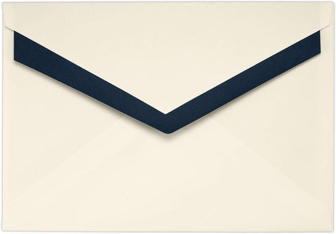 LUXPaper Foil Lined Contour Flap Envelopes | 5 7/16" X 7 7/8" | Natural w/Blue Lining | 80lb. Text | 50 Qty