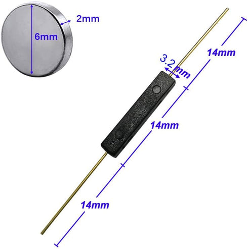 10pcs Plastic Reed Switch Normally Open (N/O) Magnetic Induction Switch with 10pcs Small Round Magnets