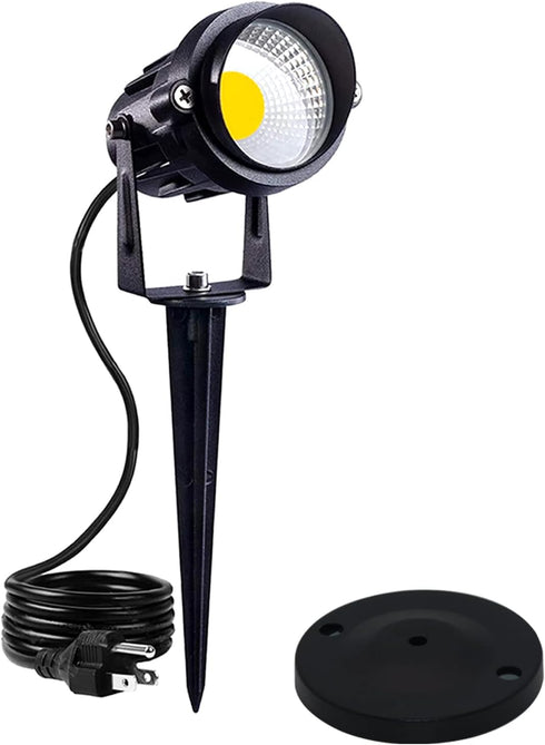 HANNAHONG 5W AC120V Landscape Up Down Spotlight with Spiked Stand, Warm White COB LED for Outdoor Garden Lighting