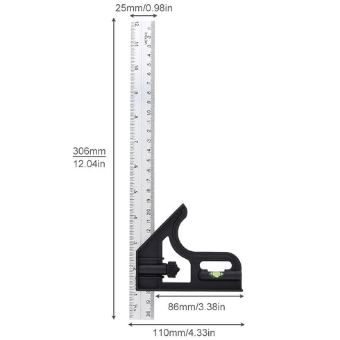 Combination Square, 12" Combo Square, Carpenter Square, Woodworking Measure Tools, Metal Ruler Set