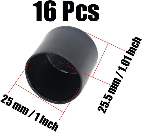 Wvapzwr 16Pcs 1 Inch (25mm) Round Rubber Chair Leg Tips Caps, Chair Table Leg Covers Floor Protectors, Chair Leg End