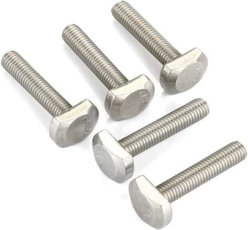 M8 x 40mm T-Slot Drop-in Stud Sliding Bolts, 304 Stainless Steel 18-8, Full Thread, 5 PCS