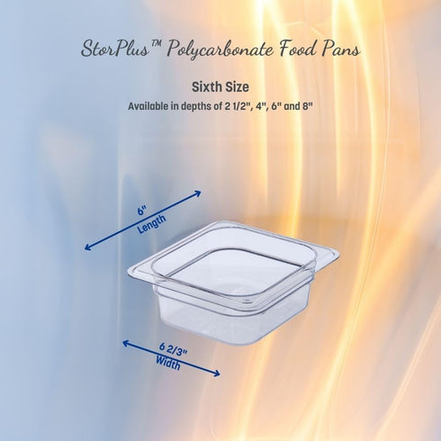 Carlisle FoodService Products Storplus Food Pan, Clear, 1/6 Size, 6 Inches Deep, Polycarbonate