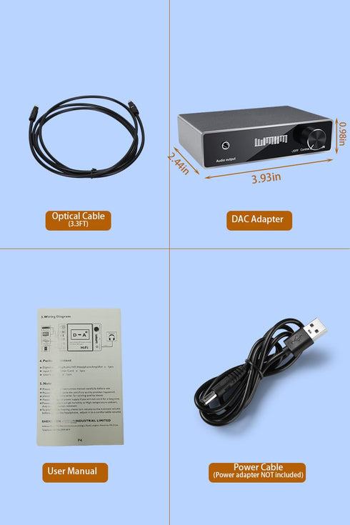 RCA/3.5mm 192KHz 24bit DAC Audio Converter with Volume Control - Optical/Coax to Aux Adapter - Premium Silver Aluminum
