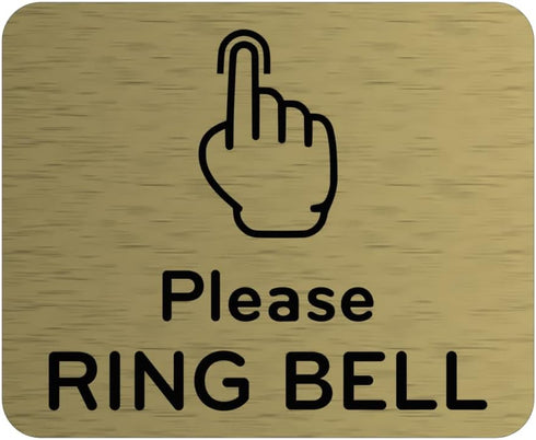 Please Ring Bell Sign - Adhesive Door Bell Sticker or Notice, SILVER/GOLD/BLACK with Universal Icon Symbol (Size 11cm x
