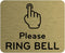 Please Ring Bell Sign - Adhesive Door Bell Sticker or Notice, SILVER/GOLD/BLACK with Universal Icon Symbol (Size 11cm x