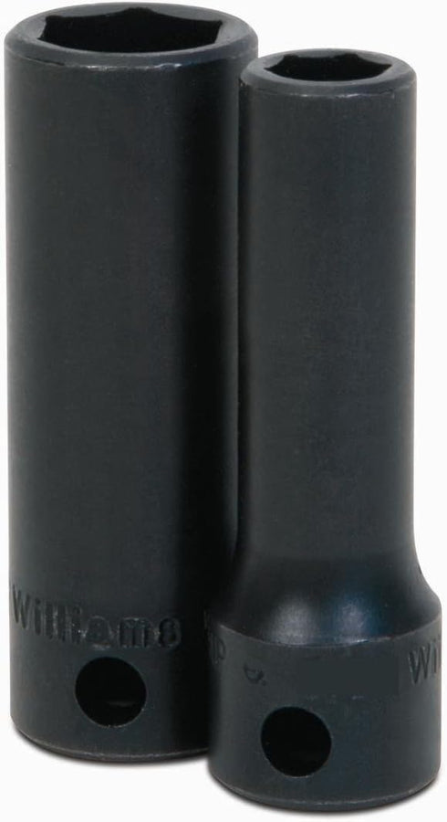 Williams JHW12M-608 SUPERTORQUE 3/8-Inch Drive Deep Impact 6 Point Socket, 8mm Size, Black Industrial Finish, Designed for Maximum Engagement on 6-Point Fasteners by Williams