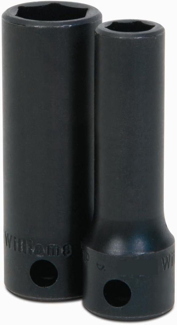 Williams JHW12M-608 SUPERTORQUE 3/8-Inch Drive Deep Impact 6 Point Socket, 8mm Size, Black Industrial Finish, Designed for Maximum Engagement on 6-Point Fasteners by Williams