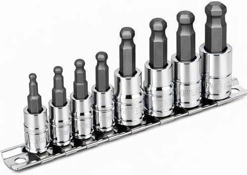 Powerbuilt 8 Piece Metric Wobble Ball Hex Bit Set, Sizes 3-10mm, Wobble