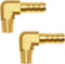 Joywayus Brass Hose Fitting, 90 Degree Elbow, 1/4" Barb x 1/8" NPT Male Pipe, Pack of 2