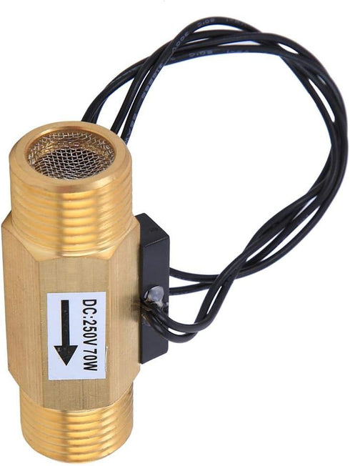 YWBL-WH Water Flow Hall Effect Sensor Switch with 1/2-inch Interface for Electromagnetic Flowmeter Brass Accessory