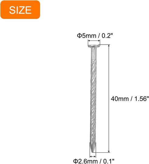 uxcell 25Pcs Fence Deck Nails, 1 9/16 Inch 304 Stainless Steel Spiral Deck Nail Spiral Shank Spikes for House Floor Repairing Wall Woodworking, Silver
