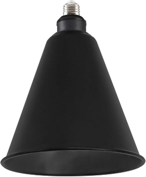 7.5" Black Industrial Metal Bulb Guard Cone Lamp Shade with E26 Light