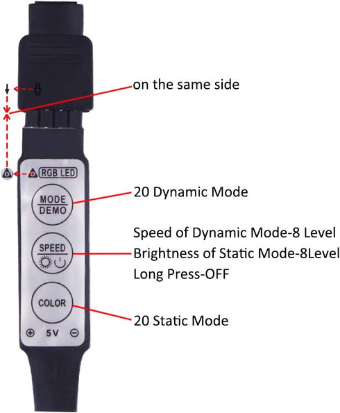 2M 6.56ft 3 Led Strip Lights Battery Powered RGB Battery Operated Led Battery Lights with Keys Controller Waterproof