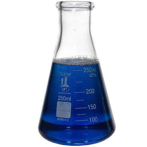 Glass Erlenmeyer Flask Set, 3 Sizes, 50, 150 and 250ml, Karter Scientific